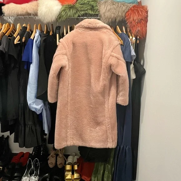Yves Salomon Pink Teddy Coat